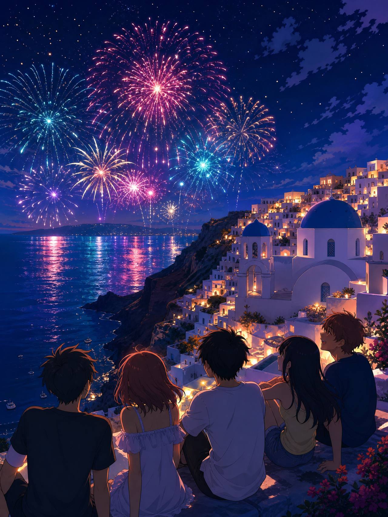 溏心vlog教程动漫-烟花之夜AI场景动漫演示